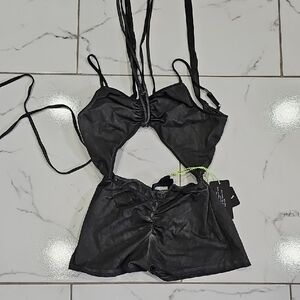 NWT Darker Wavs Black Strappy Bodysuit